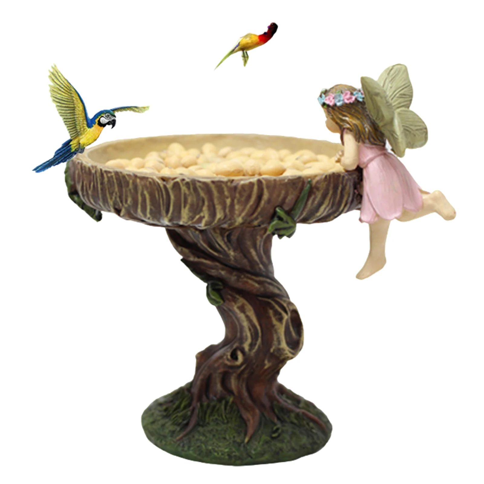 Fairy Standing Statue Bird Feeder Bird Seed Feeders Water Feeders Tray For Attracting Wild Birds Angel Girl Fairy Garden Statue
