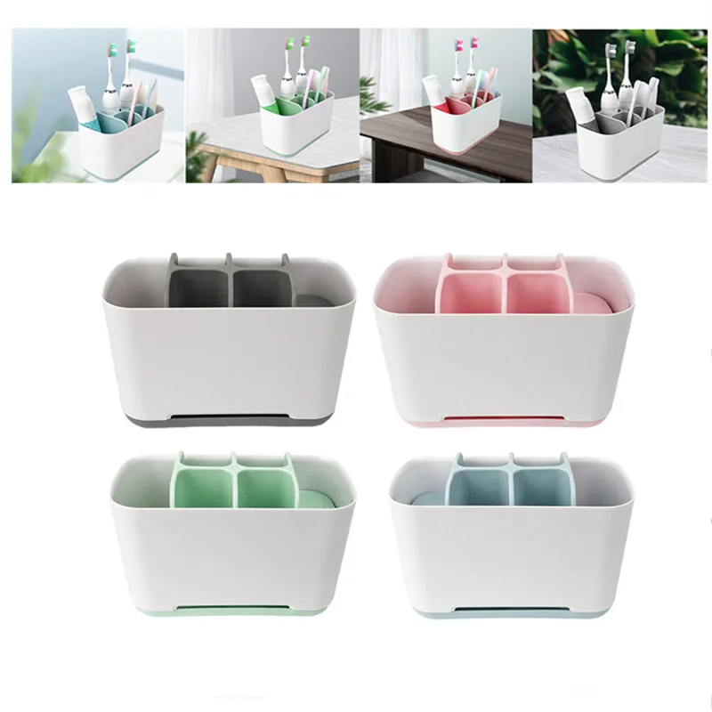 Toothbrush Holder Case Shaving Makeup Brush Toothbrush Storage Box Toothpaste Holder Organizer Stand Bathroom Countertop Rack