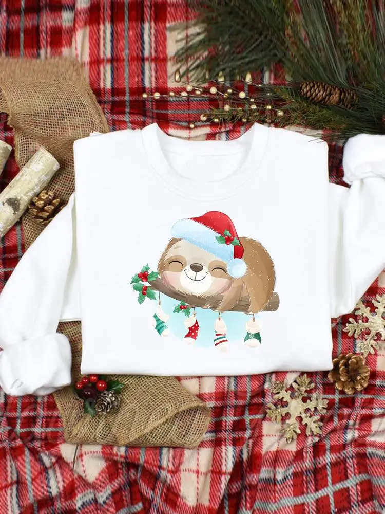 

Sloth Lovely Style Cute Pullovers For Women Happy New Year Fashion Merry Christmas Printing Graphic Sweatshirts Female Clothing
