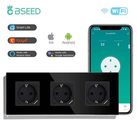 Умная розетка BSEED, 20 Вт, USB Type-C, с поддержкой Wi-Fi