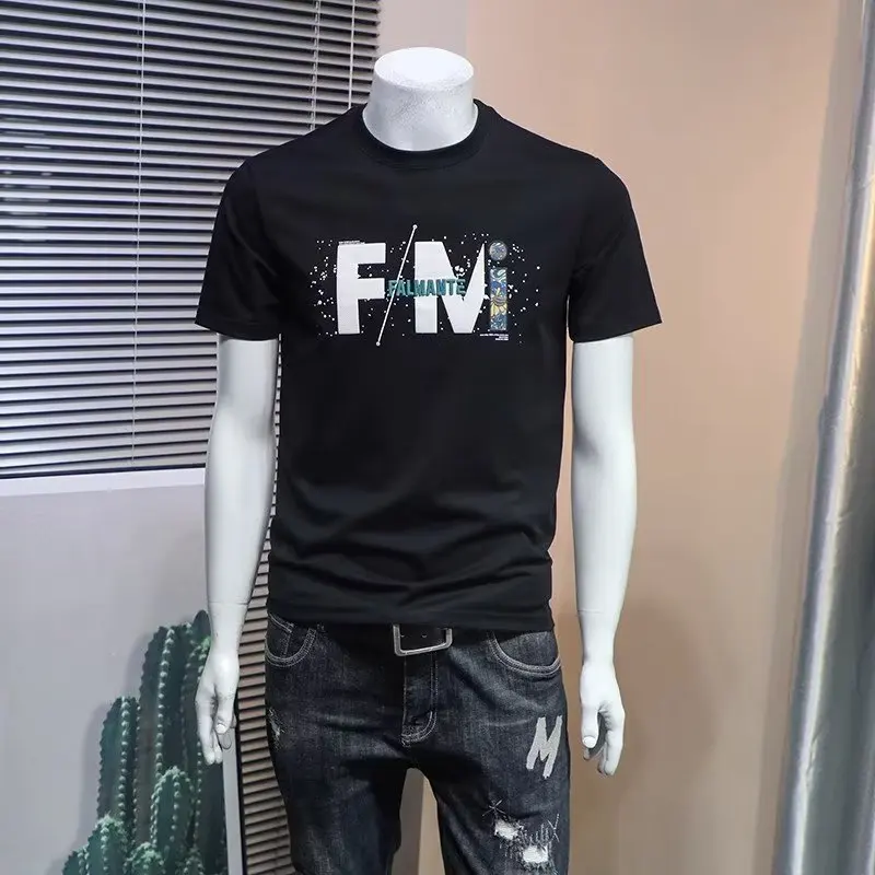 

New Men's Cotton T-shirt Japan Summer Men Cool Letter Short Sleeve Tee High Quality Green T Shirt O-neck Top Shirt Men Clothing