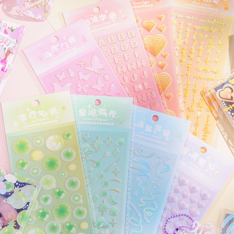 

Assorted Gold Stamping Slver PET Stickers Butterfly Heart Alphabet Label Aesthetic Laptop Phone Decor Scrapbooking Diary Planner