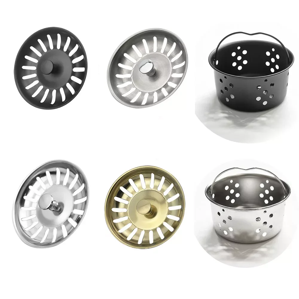 

2023NEW Kitchen Sink Strainer Plug Water Basin Sink Drain Filter Basket Draine Accessories 304 Stainless Steel Black