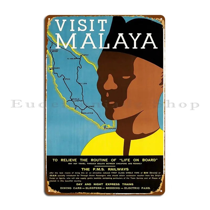 Металлическая табличка Visit Malaya The Fms Railways 1920