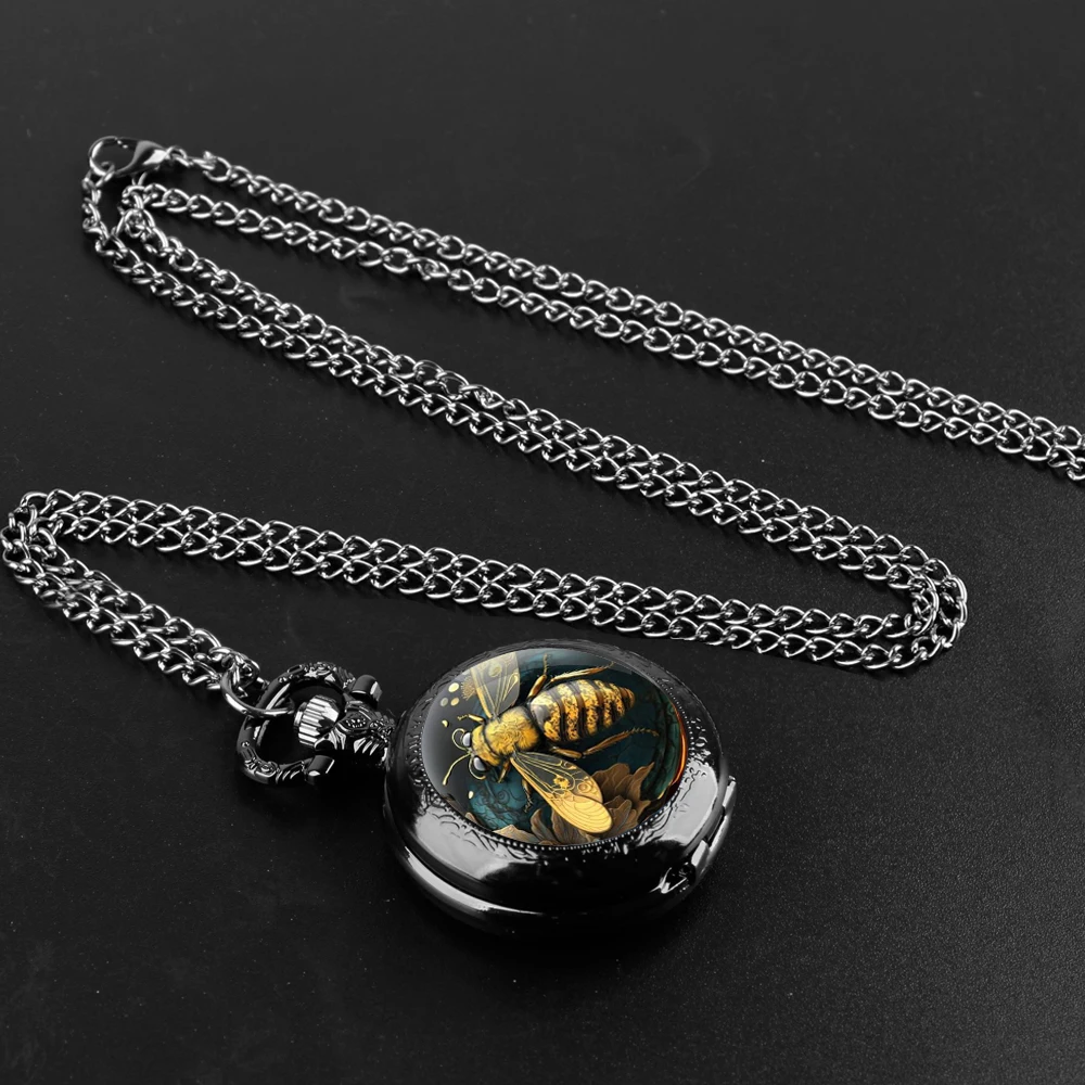 Винтажные карманные часы креативные медовые черные кварцевые часы-цепочка FOB