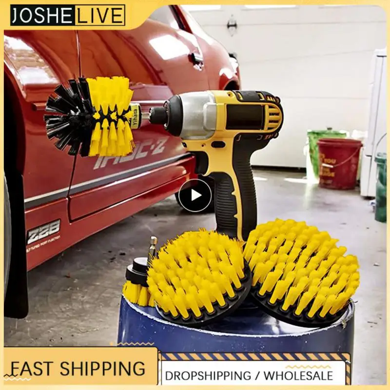 

Brush Attachment Set Round Plastic Drill Brush Polisher Power Scrubber Auto Tires Cleaning With Extender Bathroom Cleaning Kit