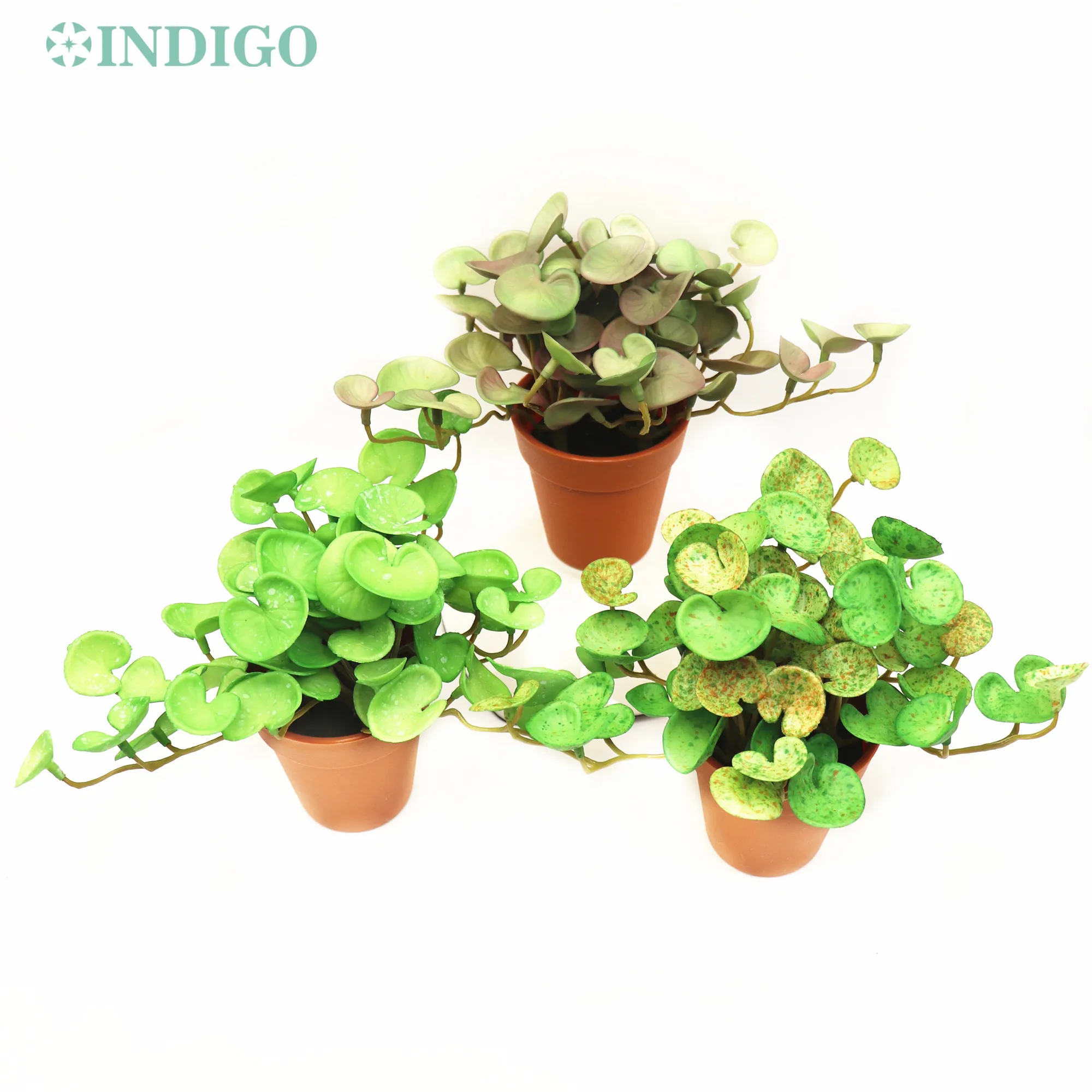 

Mini Silicone Plants (1 Set Bonsai With Pot ) Artificial Leaves Spuer Real Touch Office Table Flower Arrangment INDIGO