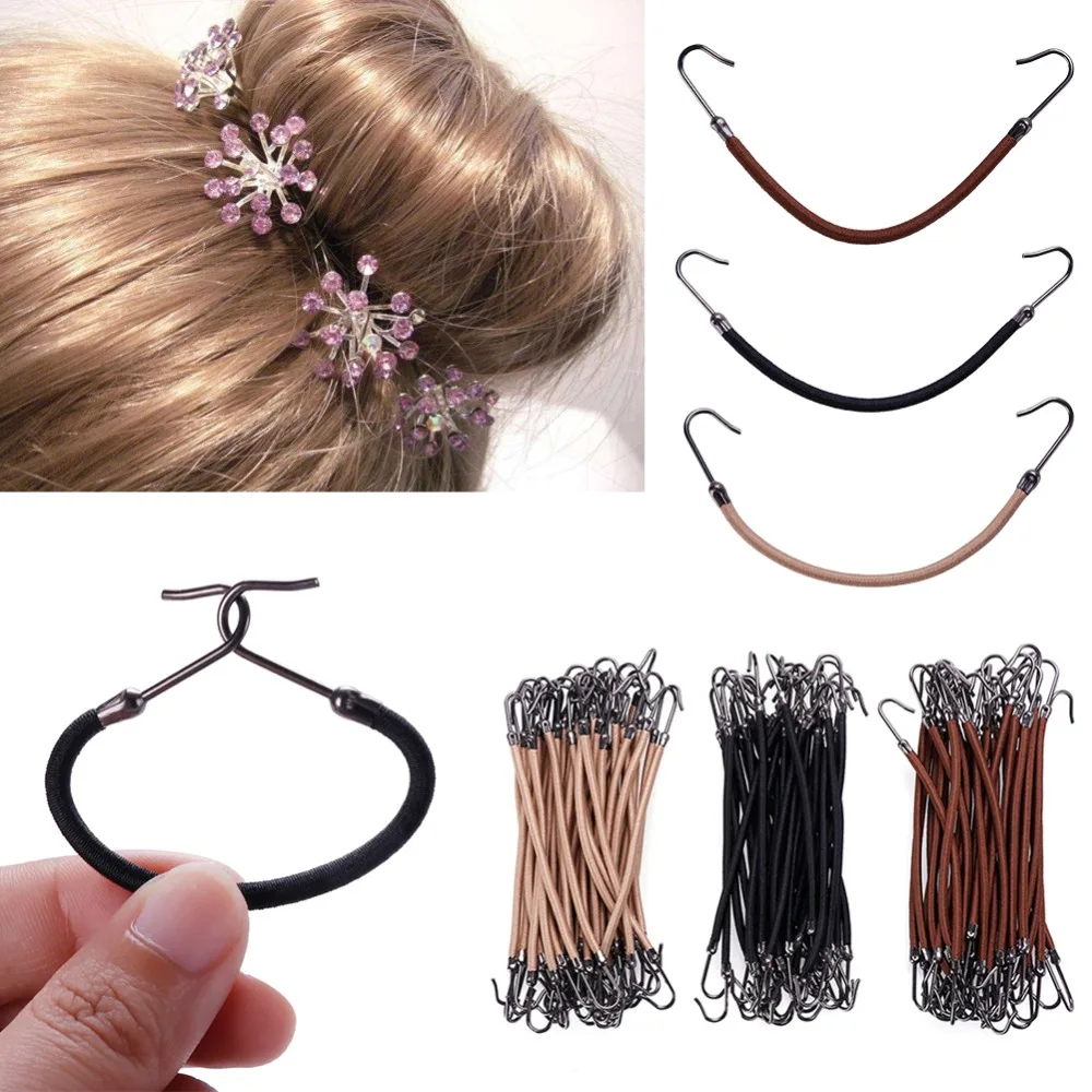 

5/10PCS Women Elastic Hair Bands 3Colors Hooks Shape Hair Styling Ponytail Hair Ties Styling Tools Hair Claw Hair Accessoires