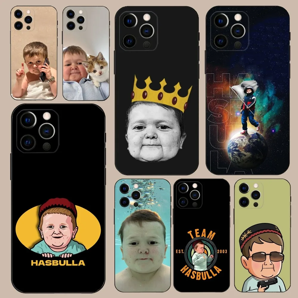 Funny H-Hasbulla Phone Case For iPhone 16 15 14 13 12 11 Pro X XS Max XR Plus Mini Soft Black Cover