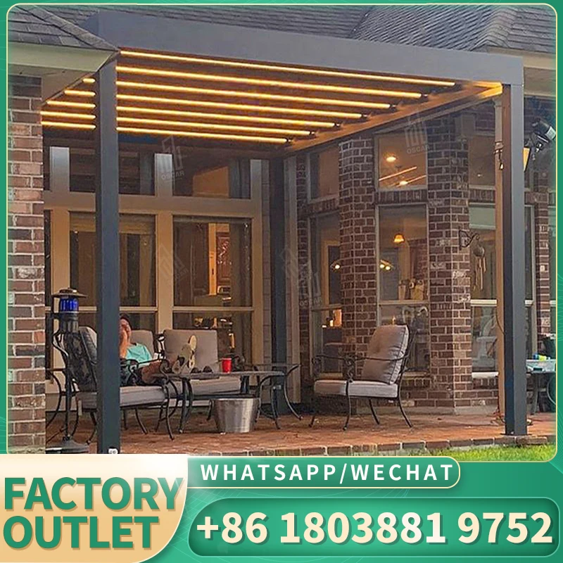 Уличная электрическая жалюзи павильон навес Жалюзийная крыша квадратная