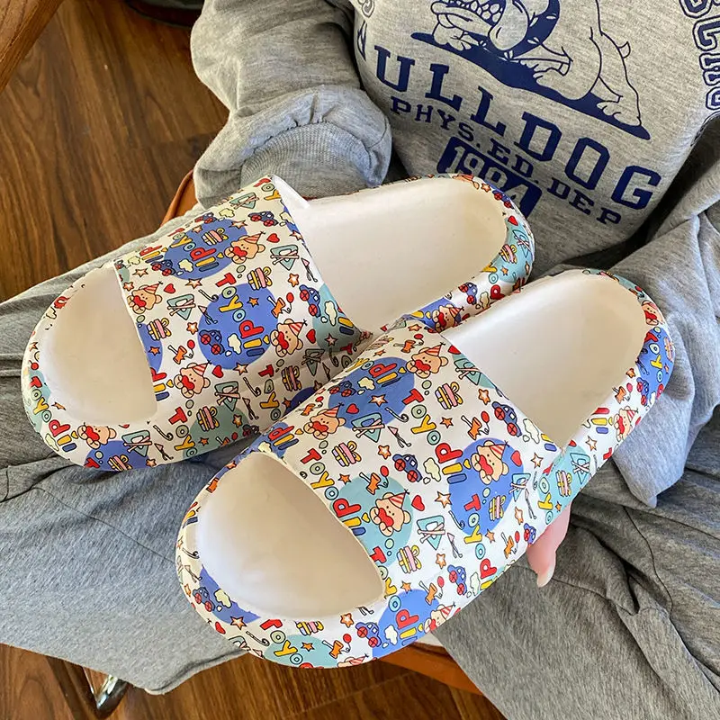 Fashion Graffiti Sandals Women Thick Platform Slippers Soft Sole Non-Slip Home Floor Slides Woman Summer Flip Flops Beach Shoes