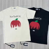 new york city kith t shirt big red apple print casual men women oversized tops vintage wash kith short sleeve tee