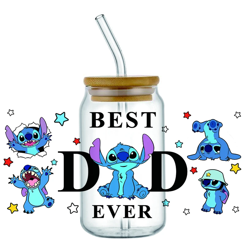Новинка смешанный дизайн наклейка для Стича Best DAD Ever UV DTF 16 унций Libbey Glass Can Cup uvdtf