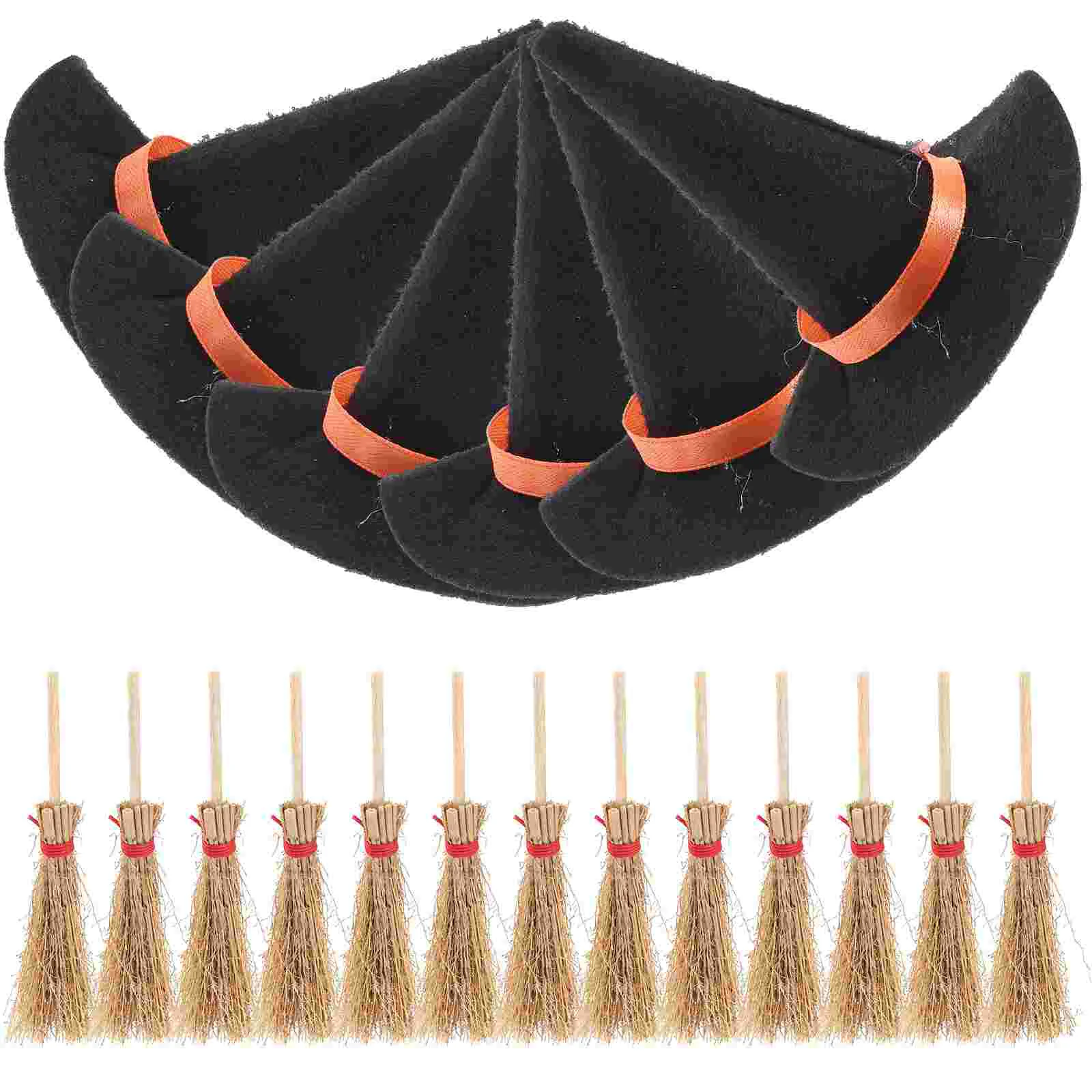 

Миниатюрная шляпа ведьмы, 12 шт., крошечные декоративные красные линии, миниатюрные шляпы, поделки, фетровая ткань