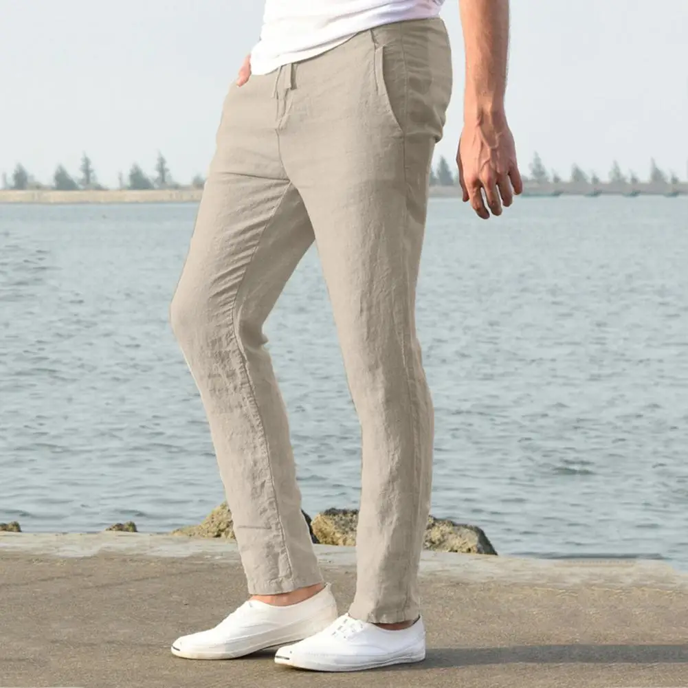 Sweatpants Solid Color Men Pants Side Pockets Track Pants Soft Elastic Waist Drawstring Long Pants Streetwear pantalones hombre