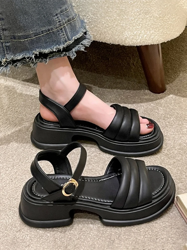 

Сандалии женские удобные, эспадрильи на платформе, с пряжкой, на среднем каблуке, большие размеры, лето 2023