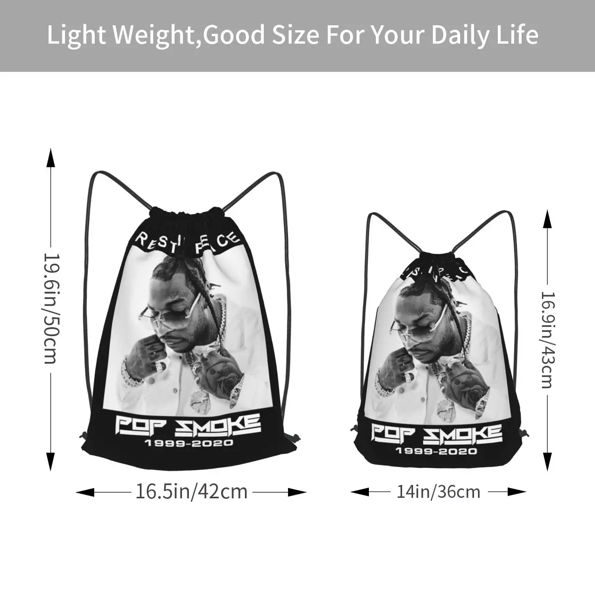 Рюкзак на шнурке Pop Smoke Rapper Новый Винтажный стиль экологически чистые сумки для