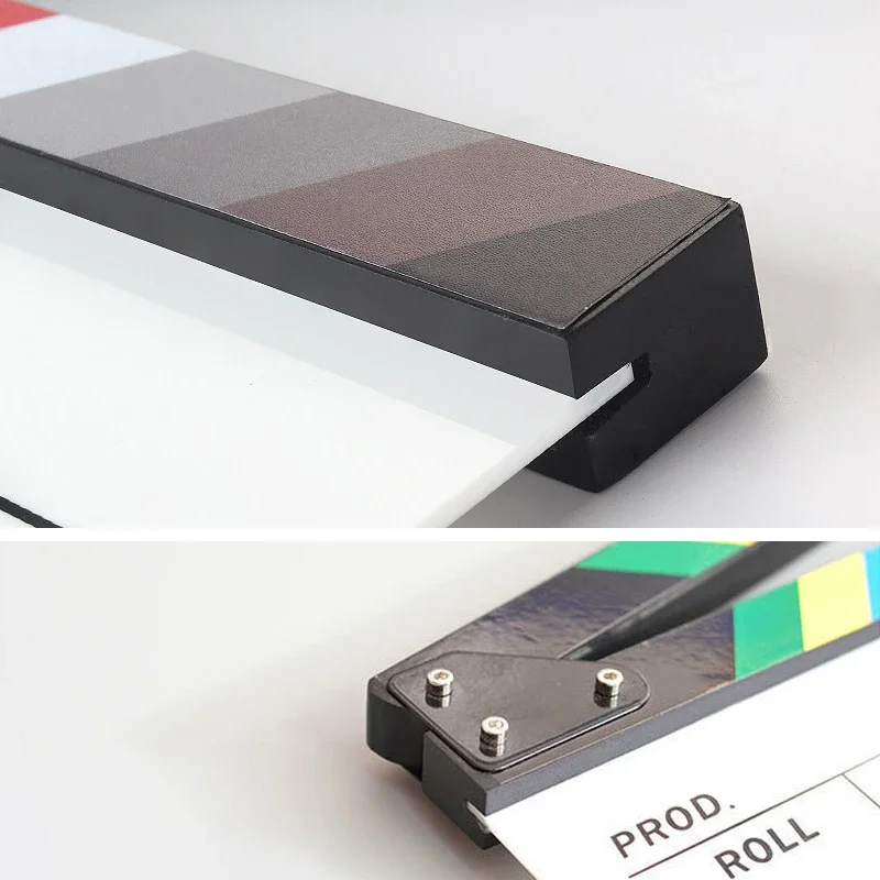 Acrylic Production Slate with Color Clapper Sticks Dry Erase Markers for Movie Filming Video Recording