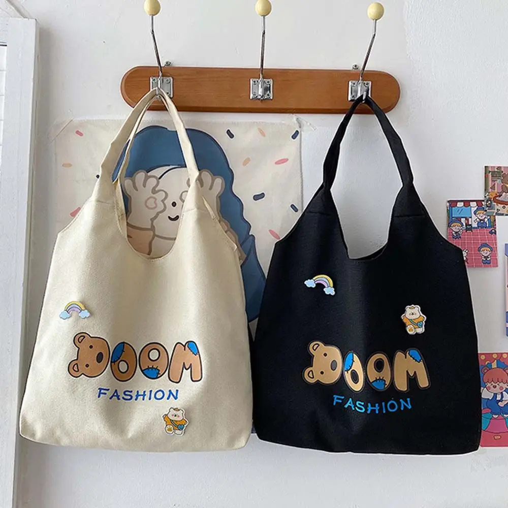 

Phone Pouch Large Capacity Women's Clutch Bear Print Cartoon Shopping Bags Casual Tote Canvas Handbags Shoulder Bags