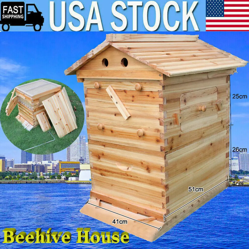 

Upgraded 7 Free Flowing Honey Hive Beehive Frames Automatic Beekeeping Brood Cedarwood Box Set Beehive House Bee Hive Supplies