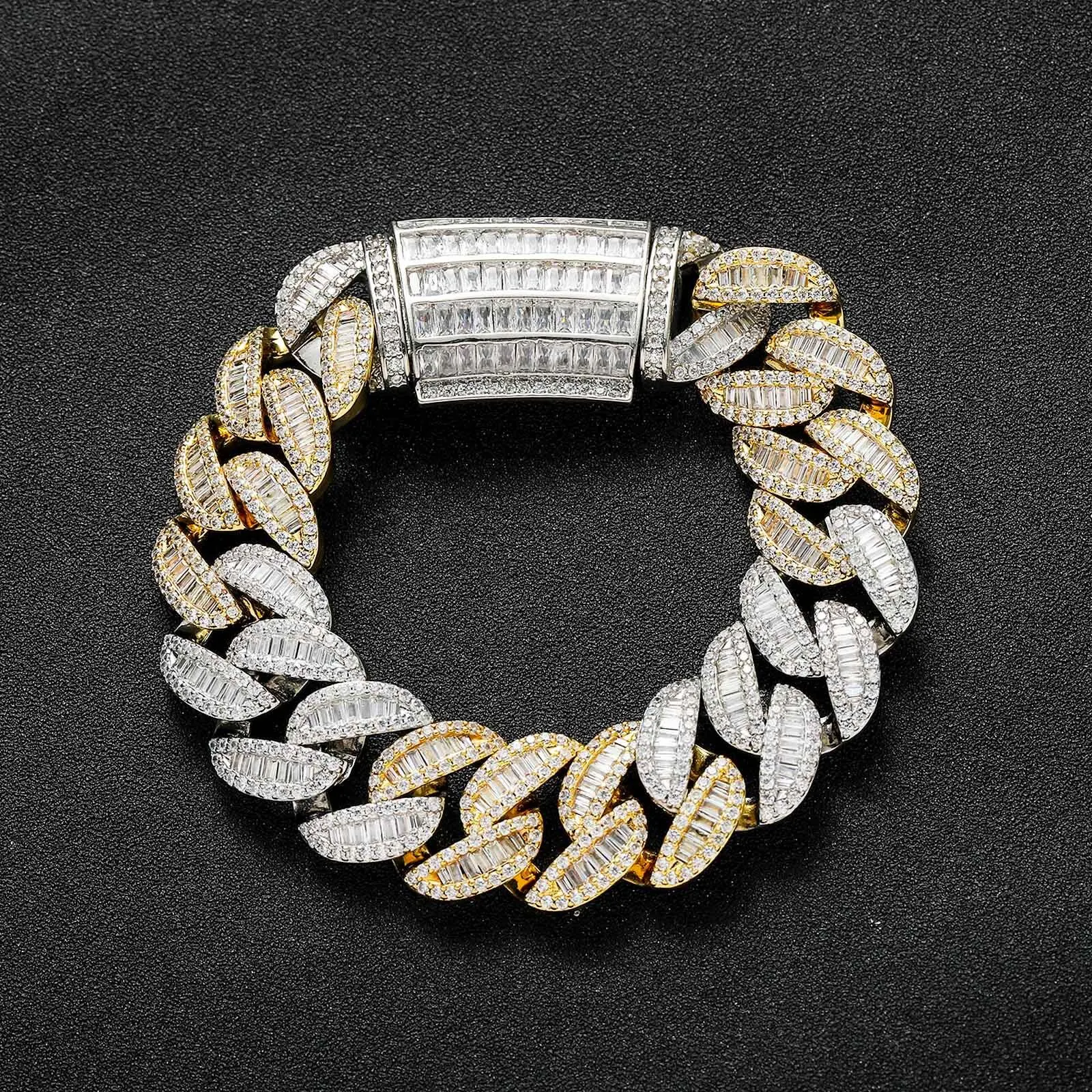 20 мм Iced Out Майами кубинская цепочка с зубцами мужской браслет натуральный женский