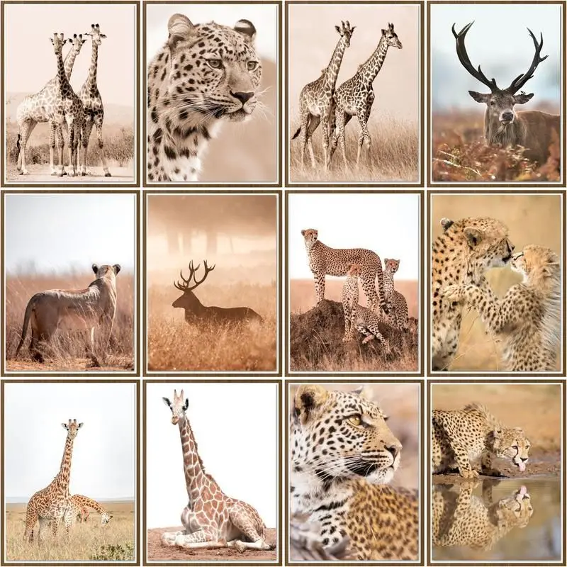 CHENISTORY Раскраска по номерам Жирафы и Гепарды рисование на холсте Ручная работа