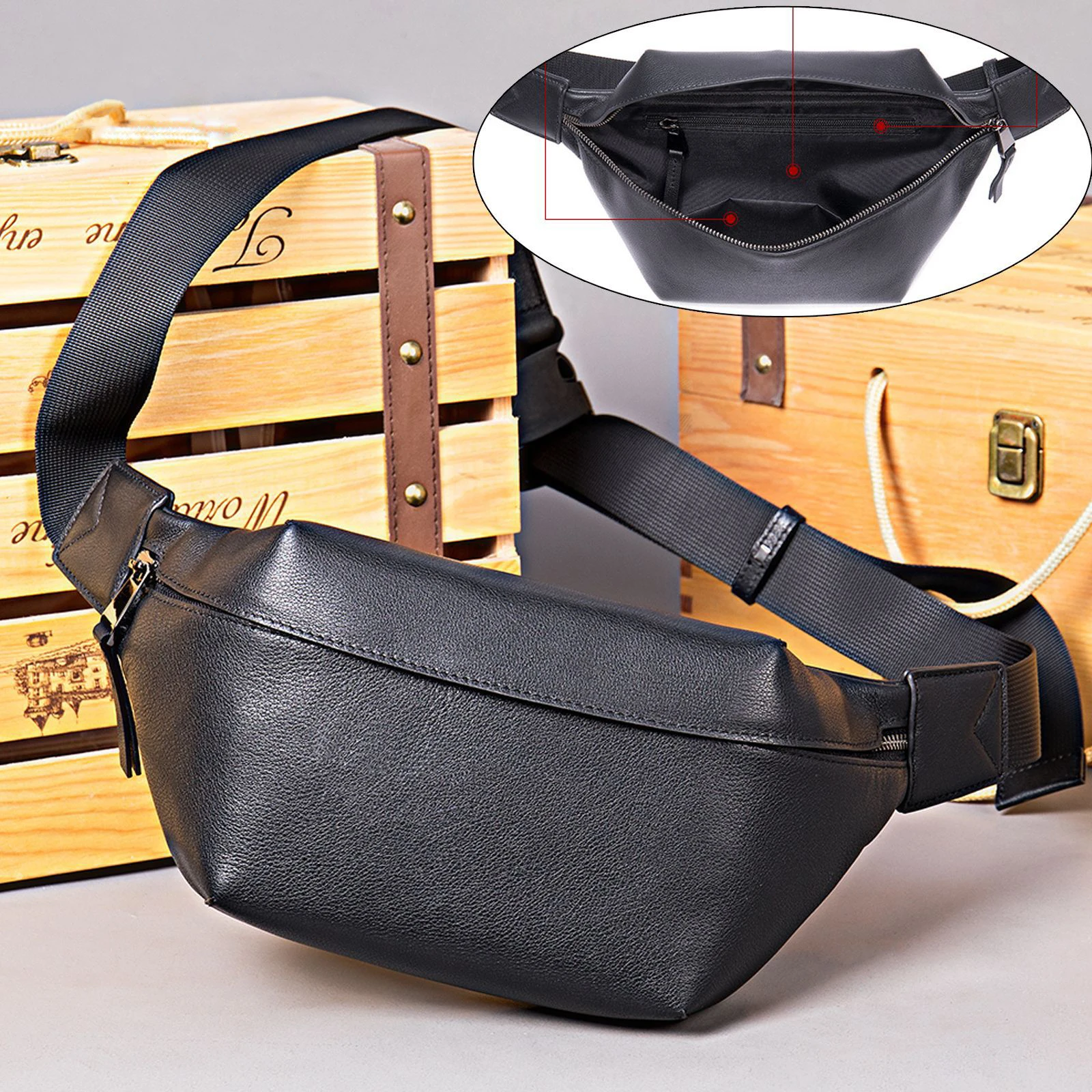 

Men Outdoor Chest Crossbody Bag Pack Bag Genuine Sling Bag Shoulder Lightweigt Newsbirds Male Single Bags Waist Leather Leather