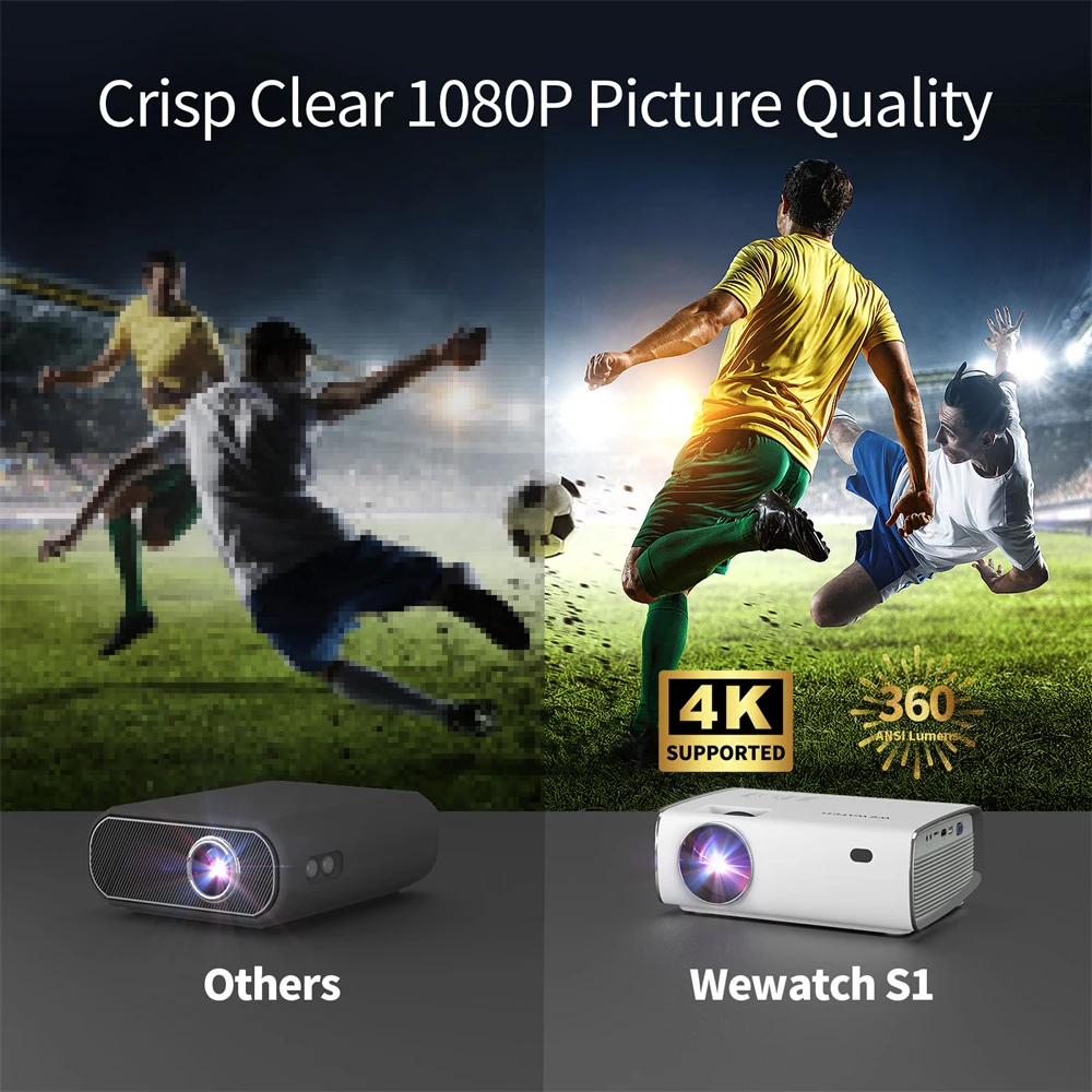 Kup WEWATCH S1 Smart OS Projektor Native1080P 4K Obsługiwane 360 ANSI Lumenów Kina Domowego Android Projektor LED Full HD WIFI Beamer
