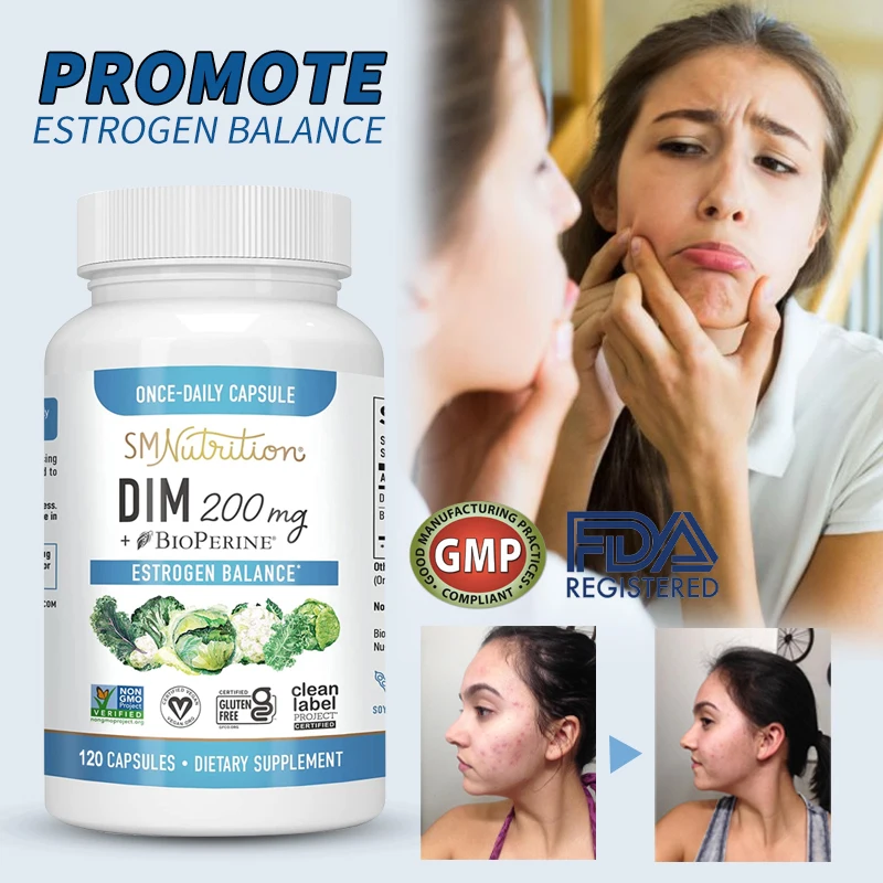 

DIM Supplement 200 mg,Estrogen Balance for Women & Men,Hormone Balance, Hormona,Acne Supplements, Menopause Support