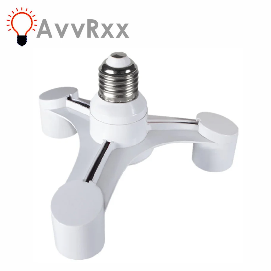 

AvvRxx 3In1 E27 To E27 Extended LED Lamp Bulbs Socket Splitter Adapter Holder for Photo Studio