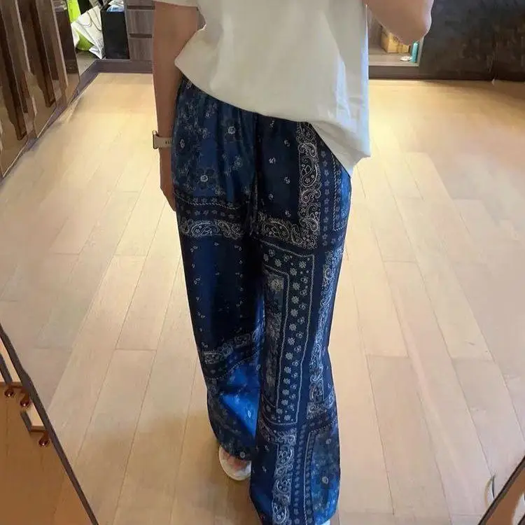 

Paisley Bandana 3D Print High Waist Loose Straight Pant Women's Pants 2023 y2k Trouser Summer Harajuku Fashion Casual Boho