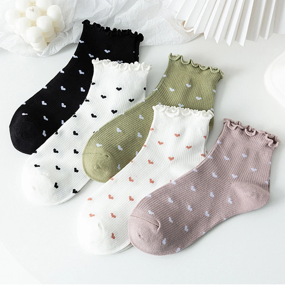 

Frilly Japan Cute Socks Ruffle Kawaii Harajuku Women Calcetines Mujer Chaussette Femme Skarpetki Damskie White Happy Cotton Sock