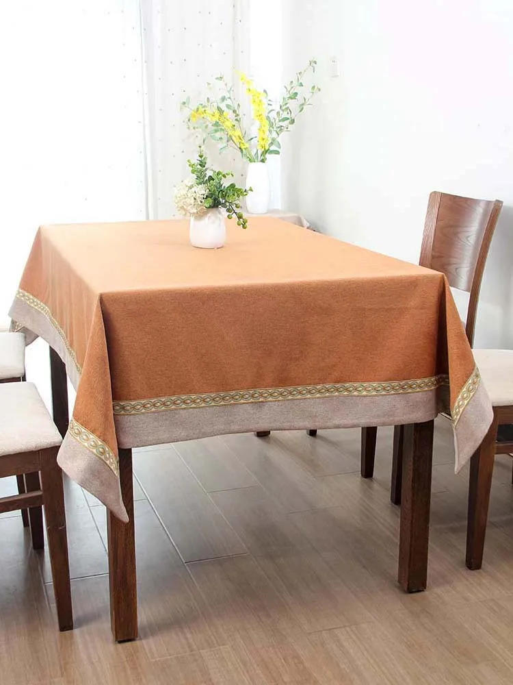 

Table cream style Southeast Asian high-end cotton linen square solid color French tea table cloth household tablecloth