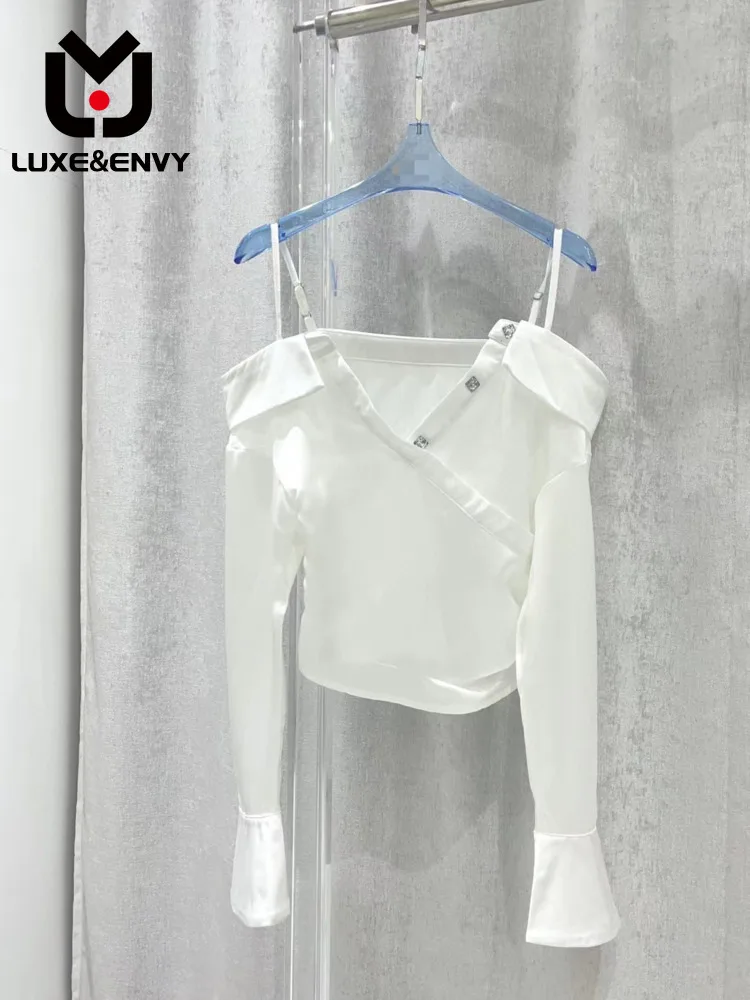 

LUXE&ENVY New Acetic Acid Strap Shirt Has A Beautiful Comfortable Upper Body Very Versatile 2023 Summer Women