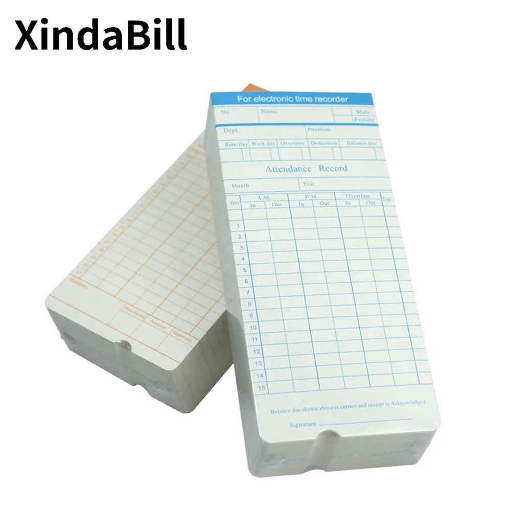 

Xindabill 100/200/500 шт. карточки времени двусторонние ежемесячные часы посещаемости работников