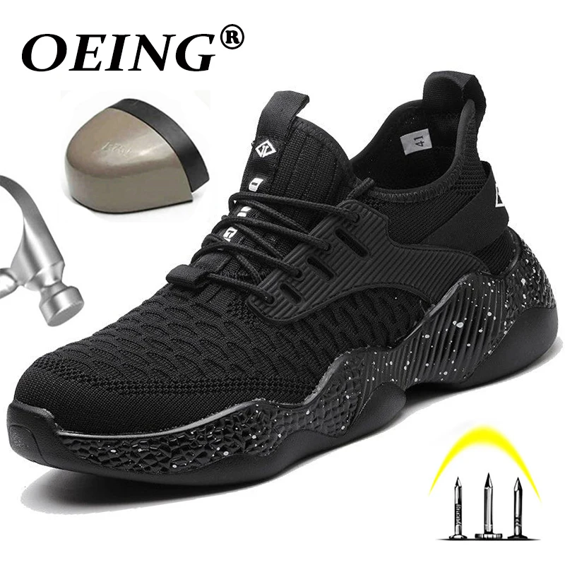 

Модные рабочие кроссовки, неразрушенная безопасная обувь, мужские ботинки, легкая рабочая обувь, противоскользящая стальная защитная обув...