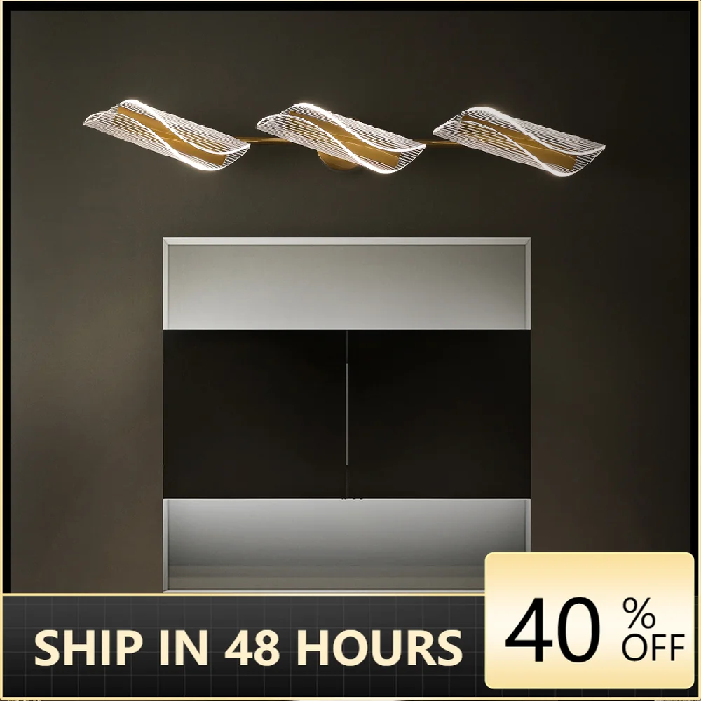 

LED Simple Modern Wall Light Gold Bathroom Toilet Acrylic Long Mirror Lamp 2/3/4 Heads Creative Bedroom Indoor Aisle Sconces