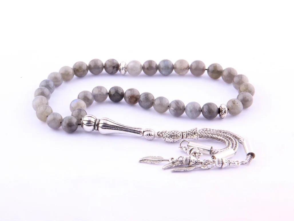 

Четки из Лабрадорита 33 TASBIH, браслеты и браслеты, четки Komboloi Dhikr, мужское Очищение тела от плохого тела