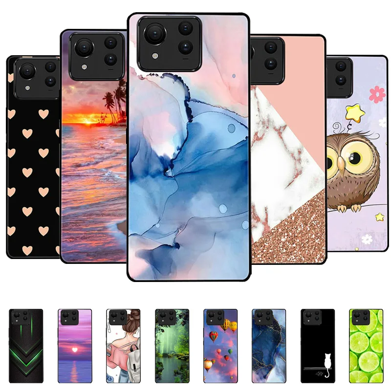 Чехол для ASUS Zenfone 11 Ultra 5G силиконовый мягкий Мраморный черный бампер чехол Asus