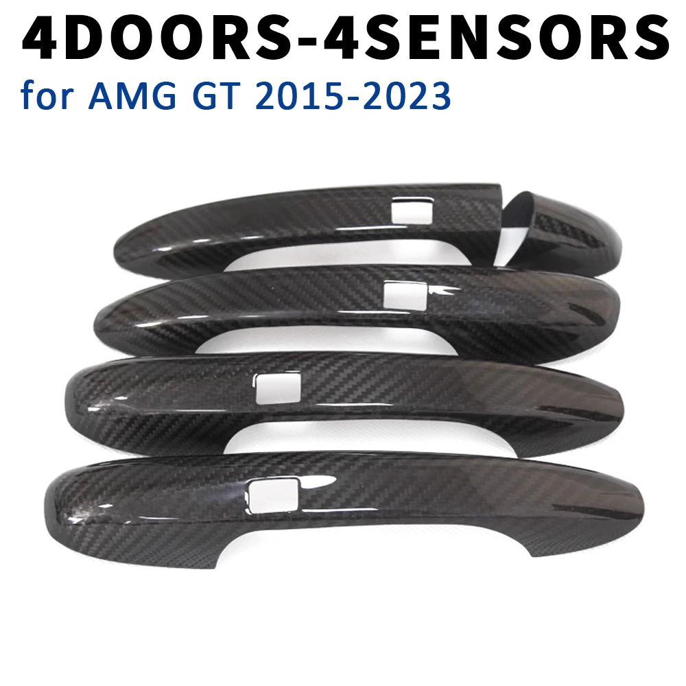 

Автомобильные аксессуары для Mercedes-Benz AMG GT 2015-2023, чехол для дверной ручки из настоящего углеродного волокна, наклейка на раму, комплект кузова внешней отделки