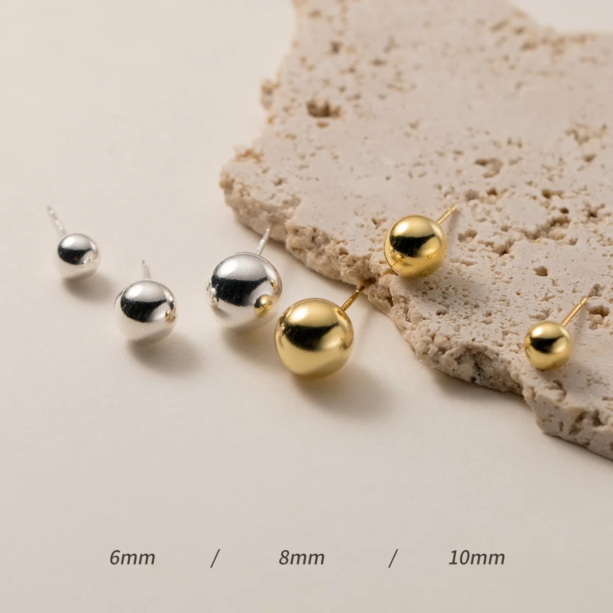 

Женские серьги-гвоздики из серебра 925 пробы, с круглыми бусинами