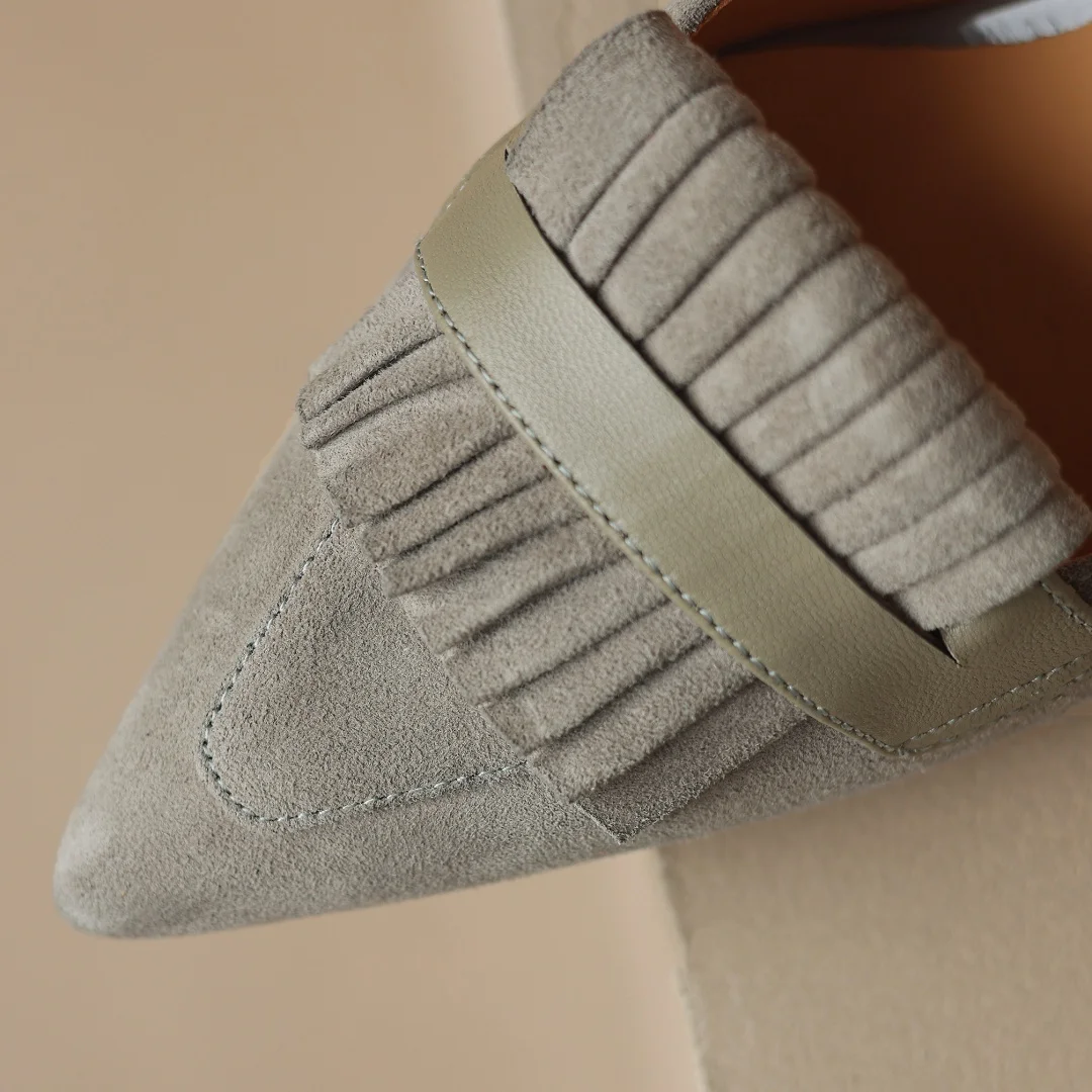 Туфли-лодочки женские из натуральной замши на тонком высоком каблуке