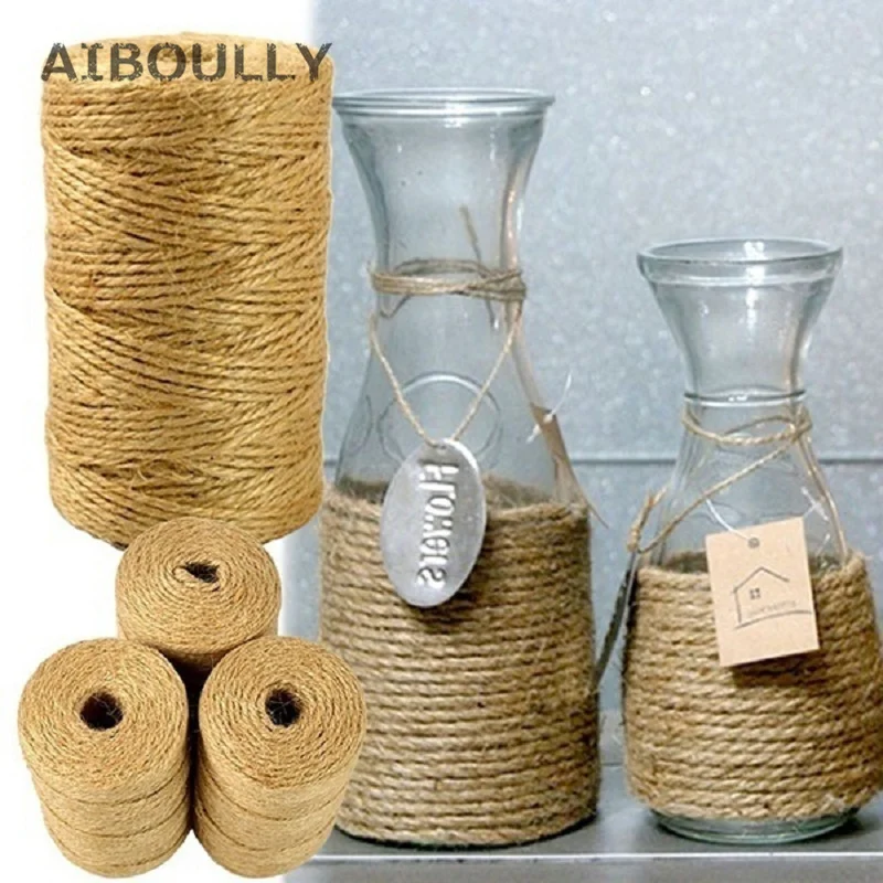 

100M Natural Sisal Hemp Rope 2mm Rustic Tags Wrap Wedding Decoration Crafts Twisted Rope String Cord Events Party Supplies