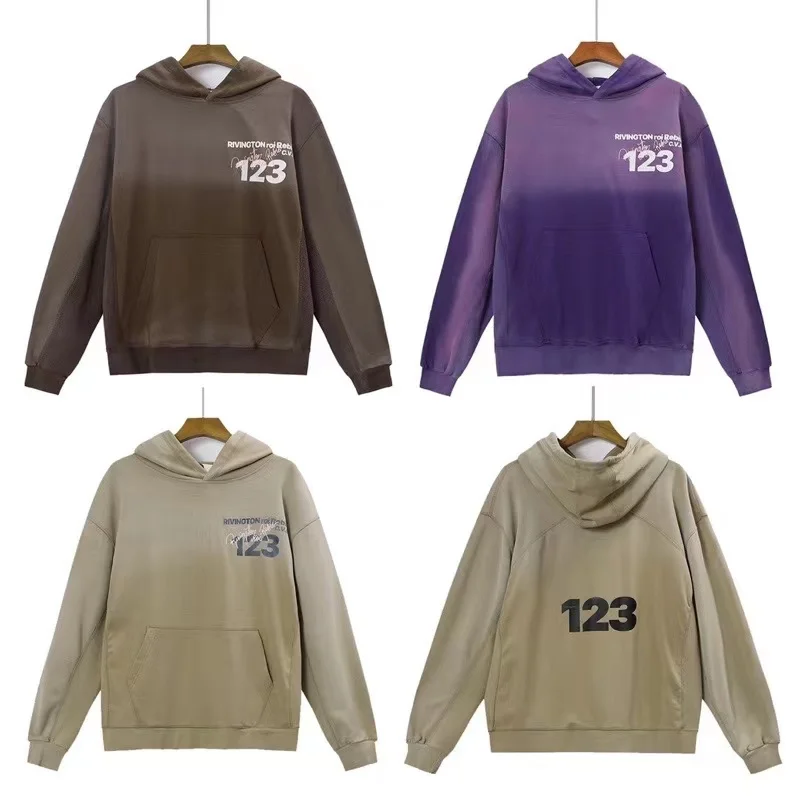 

RRR123 Washed Dyed Vintage Heavy Craft Printing Men's And Women's Loose Sports Hoodies