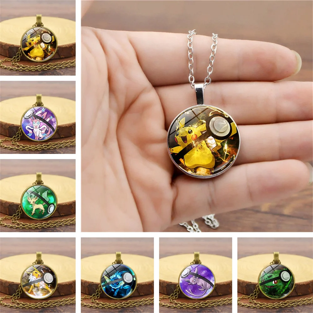 Ожерелье с аниме покемоном Пикачу мультяшное ожерелье кулоном из сплава цепочка