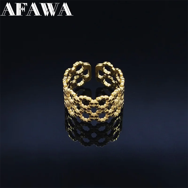 

Trendy Chain Open Ajustbale Rings for Women Stainless Steel Gold Color Finger Ring Jewelry anillos acero inoxidable R10S02