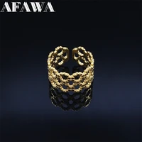 trendy chain open ajustbale rings for women stainless steel gold color finger ring jewelry anillos acero inoxidable r10s02