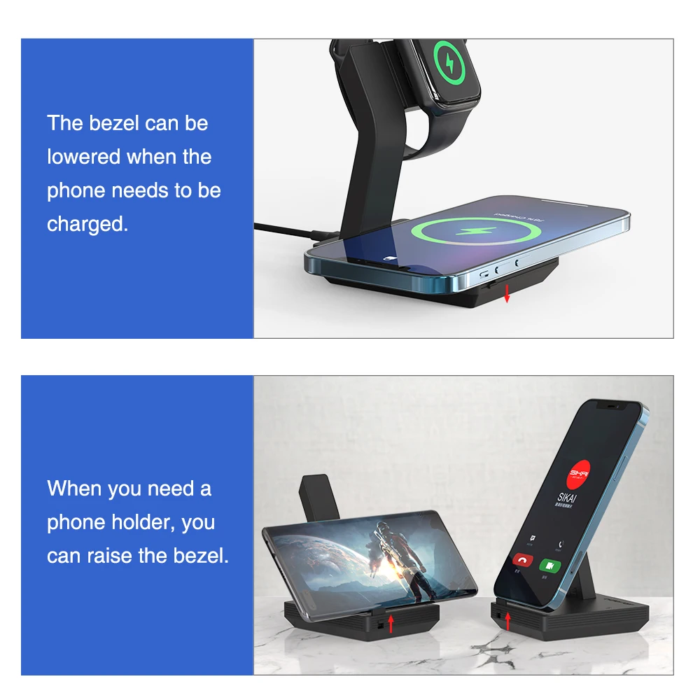 for amazfit bip u gts gtr 2 smart watch 3 in 1 wireless charger stand dock for samsung watch4 active huawei gt3 gt2 accessories free global shipping