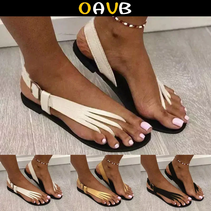 

Женские босоножки OAVB на плоской подошве, повседневные сандалии с открытым носком, с ремешком и пряжкой, летняя обувь в ретро стиле