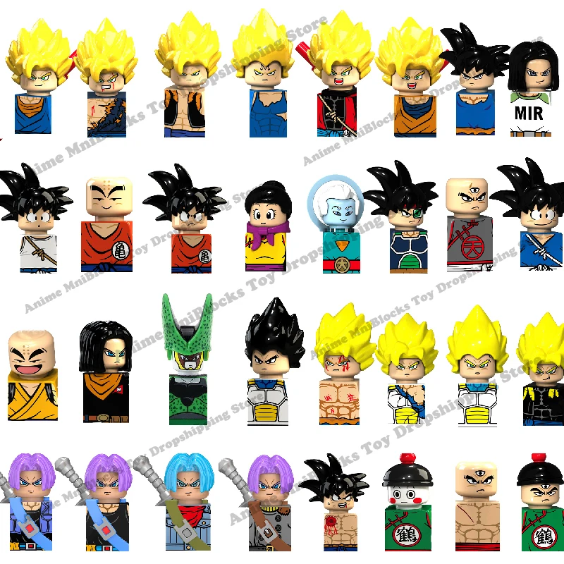 KT1007 KT1009 KT1011 KT1020 KF6142 Dragon Ball Z Goku Vegeta Trunks Kuririn Mini Action toy Figures Kids Assemble dolls Gifts